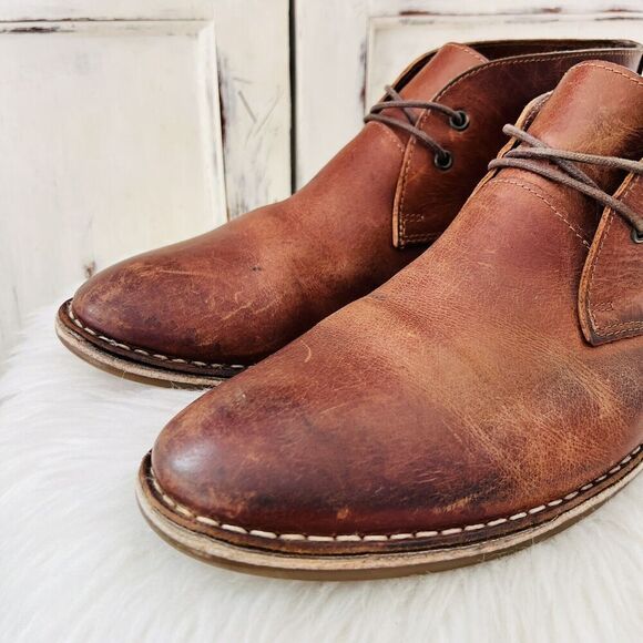 Franco Fortini Austin Brown Worn Distressed Leather Low Ankle Boots ~ Size 11.5 - Picture 2 of 8